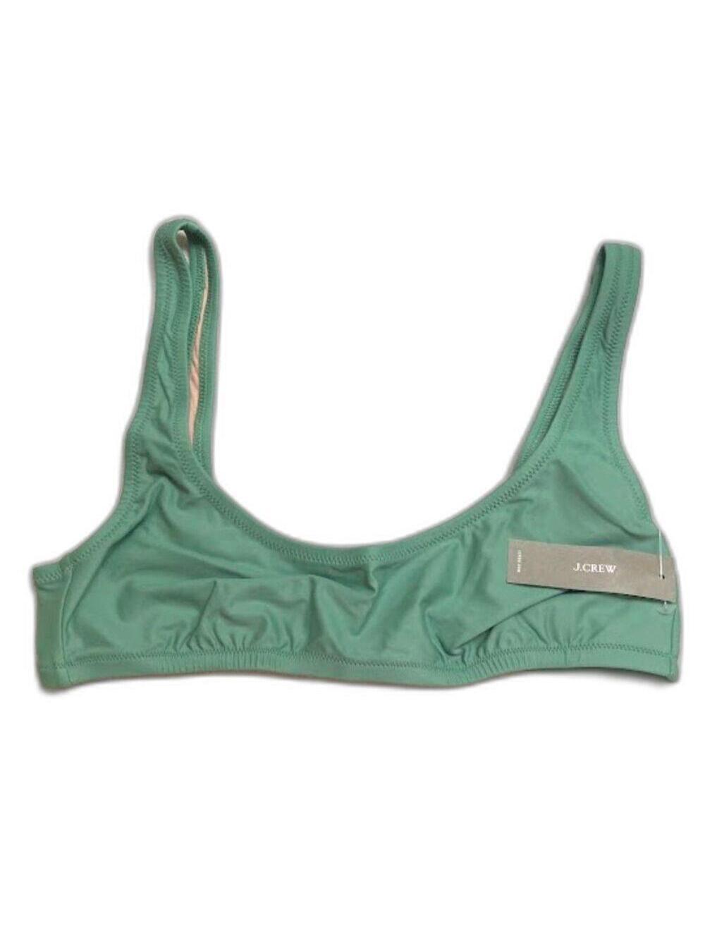 J Crew Heritage Scoopneck Bikini Top BX611 Green NWT Size M